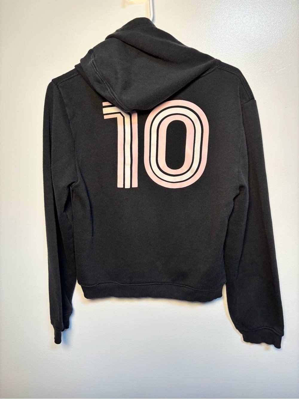 Kids Black Hoodie with Pink Messi Logo - Youth Pullover - Picture 2 of 4